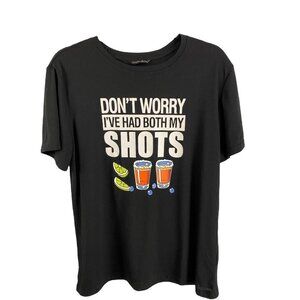 Large Lilicloth Men's Black "Don't Worry I 've Had Both My Shots" Tshirt